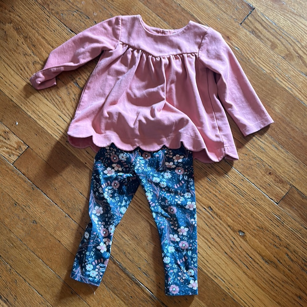 24M girls pink shirt and flower pants